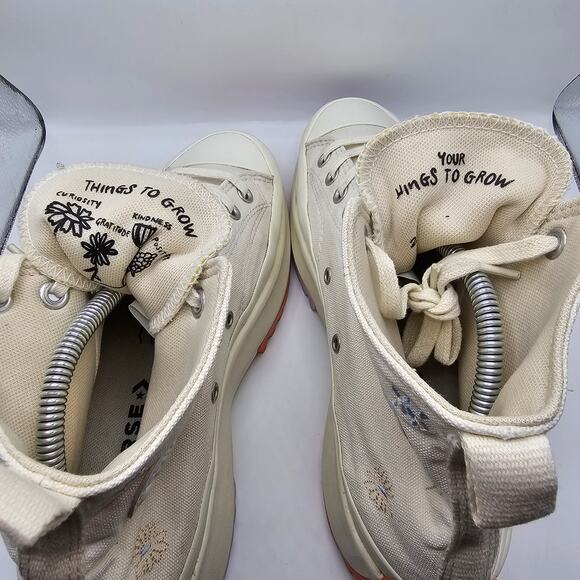 Converse Run Star Hike Platform Hi Embroidered Floral Egret Womens 10.5 Sneakers - Picture 7 of 11